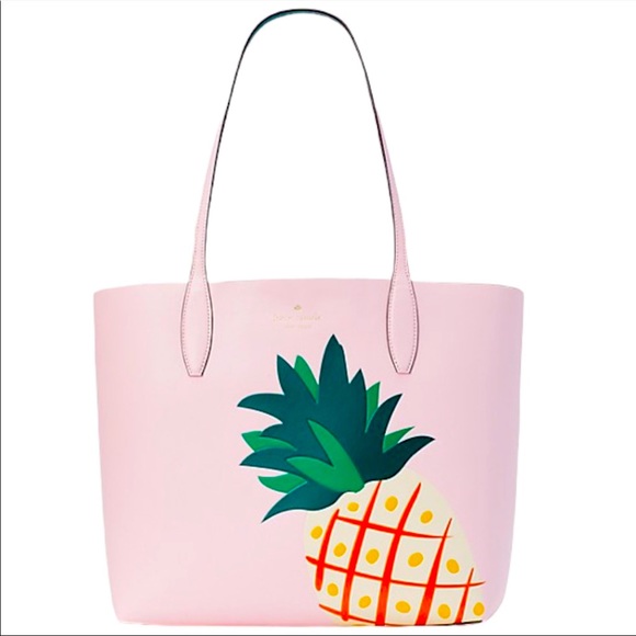 NWT Kate Spade Reversible Pineapple graphic pink Tote Bag - Picture 9 of 12